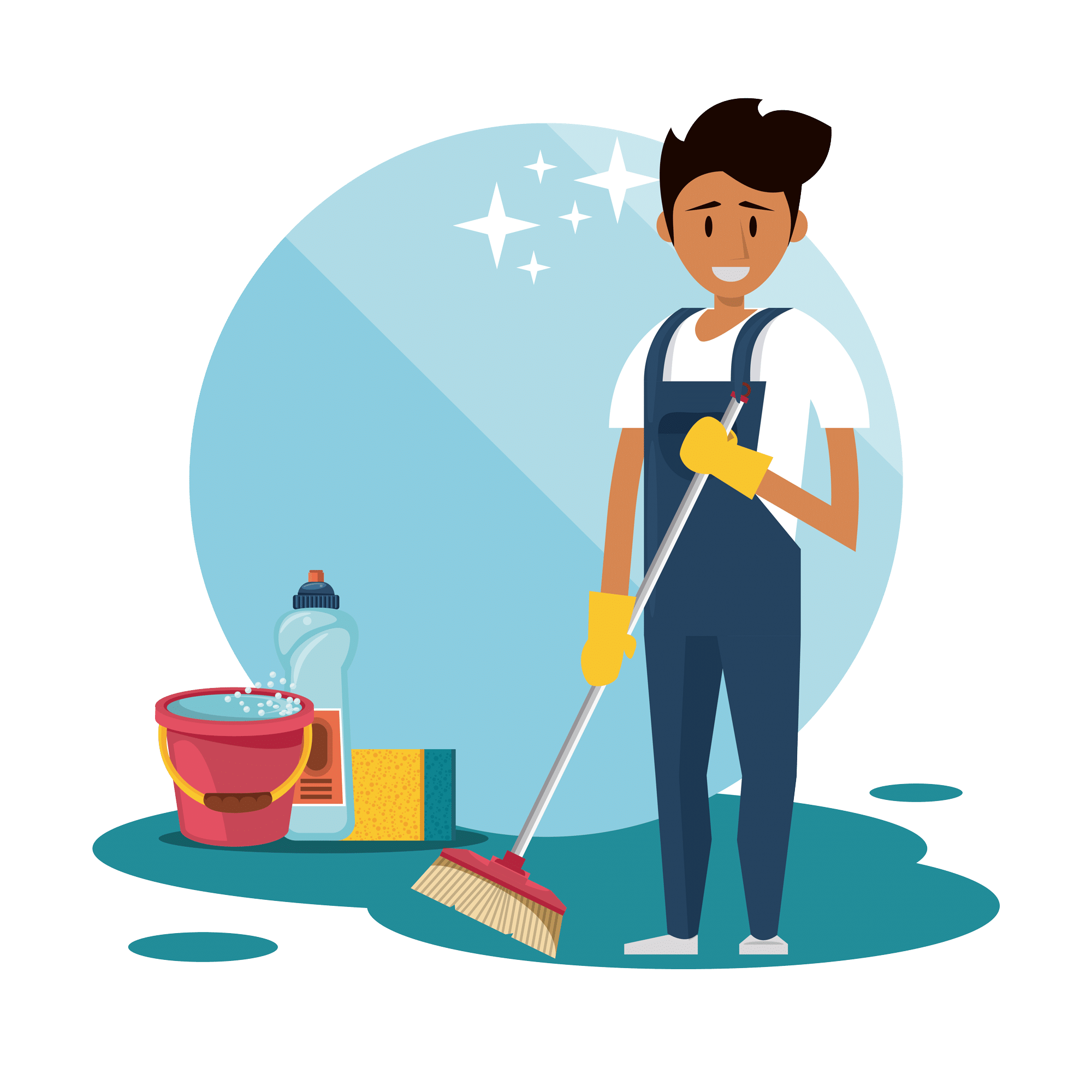 52057 homme faisant le ménage